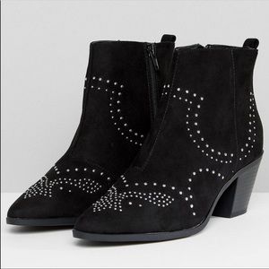 New look studded western ankle booties
